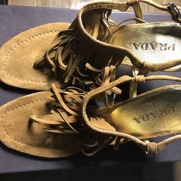 NIB Prada Fringe sandals size 36 - Picture 4 of 5